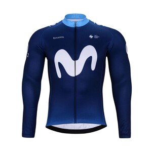 BONAVELO Cyklistický dres s dlhým rukávom zimný - MOVISTAR 2023 WINTER - modrá/biela 3XL