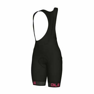ALÉ Cyklistické nohavice krátke s trakmi - TRAGUARDO LADY - čierna/ružová M