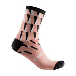 CASTELLI Cyklistické ponožky klasické - PENDIO 12 - ružová/čierna L-XL