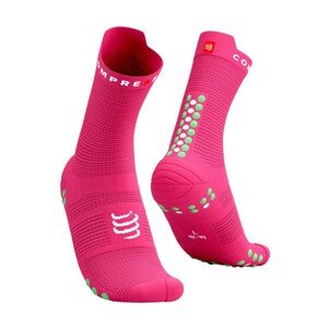 COMPRESSPORT Cyklistické ponožky klasické - PRO RACING 4.0 RUN - zelená/ružová