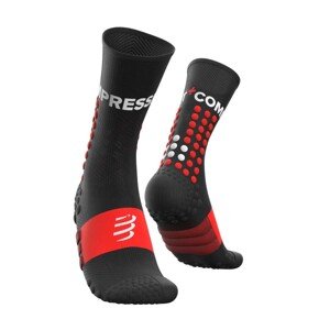 COMPRESSPORT Cyklistické ponožky klasické - ULTRA TRAIL - červená/čierna 42-44