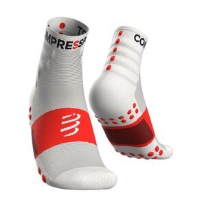 COMPRESSPORT Cyklistické ponožky klasické - TRAINING - biela/červená 42-44