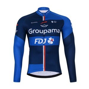 BONAVELO Cyklistický dres s dlhým rukávom zimný - FDJ 2023 - čierna/modrá XL