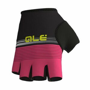 ALÉ Cyklistické rukavice krátkoprsté - CLASSICHE DEL NORD - čierna/ružová XL