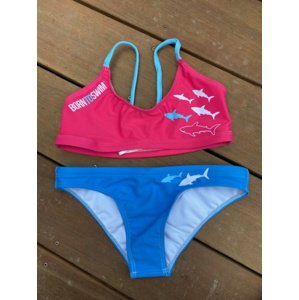 Dámske plavky borntoswim sharks bikini blue/pink xxl