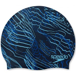 Speedo long hair cap printed modrá