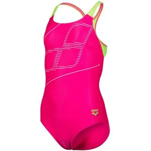 Arena girls swimsuit swim pro back logo freak rose/soft green 128cm